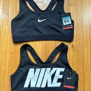Nike Women's Classic Sports Bra, Black with White logo, Size M/S (individually)